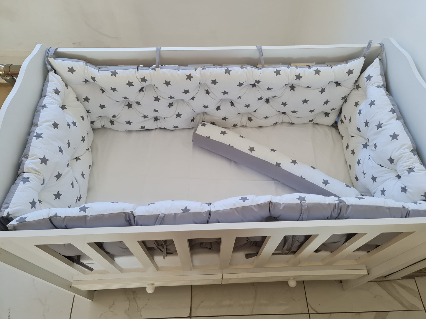 Bebek Beşik Kenar Koruma Takımı Yıldızlar %100 Pamuk Kumaş