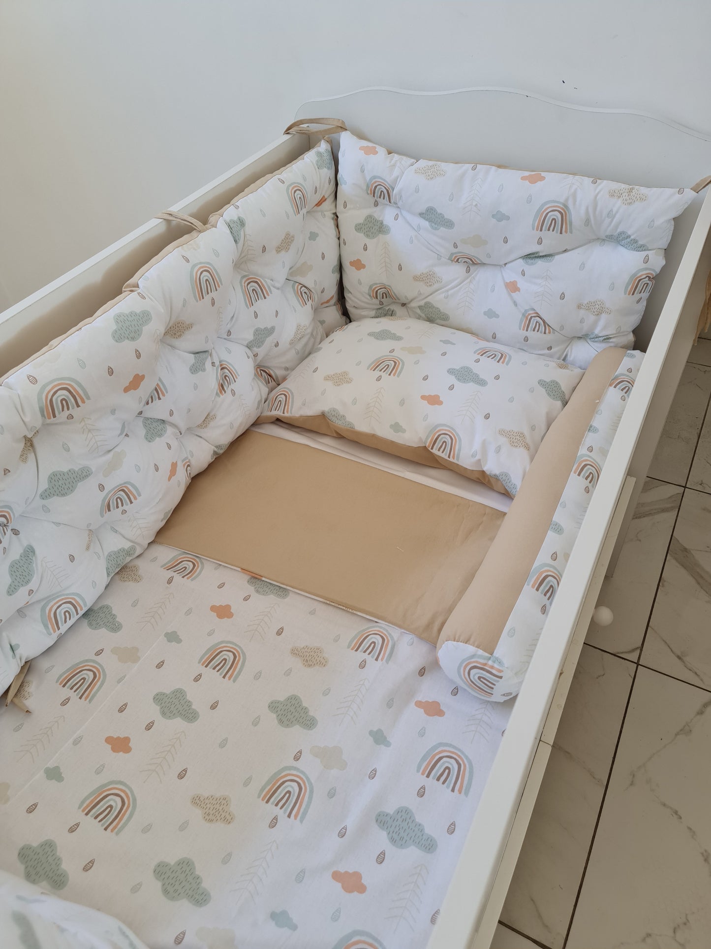 Bebek Beşik Kenar Koruma Takımı %100 Pamuk Kumaş