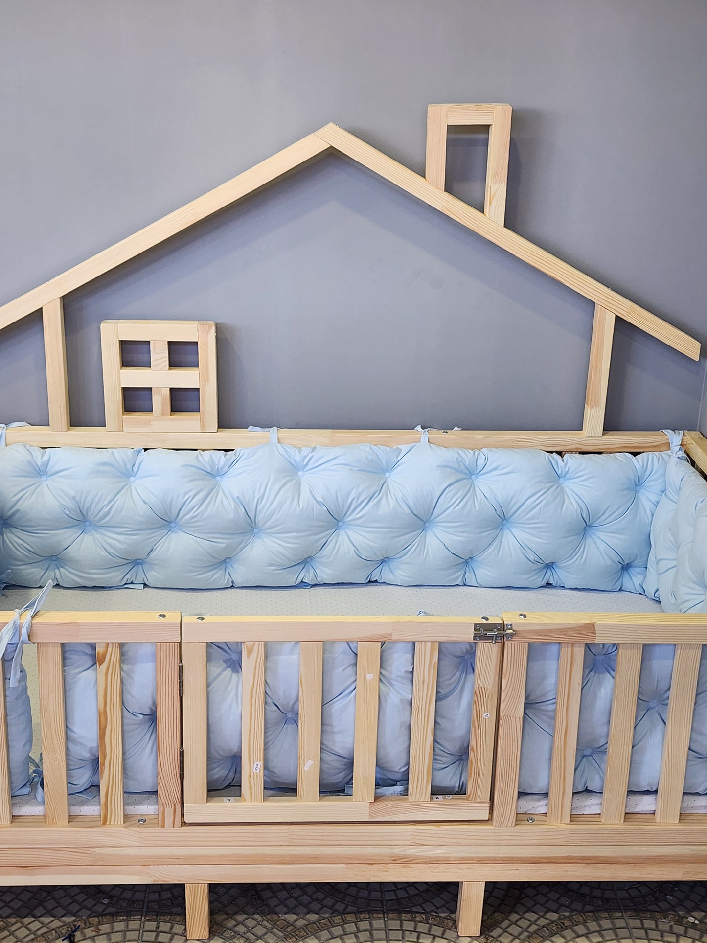Montessori Yatak & Beşik Kenar Koruma Takımı Bebe Mavi