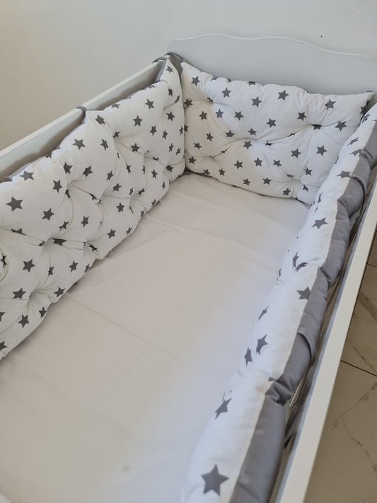 Bebek Beşik Kenar Koruma Takımı Yıldızlar %100 Pamuk Kumaş