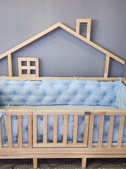 Montessori Yatak & Beşik Kenar Koruma Takımı Bebe Mavi