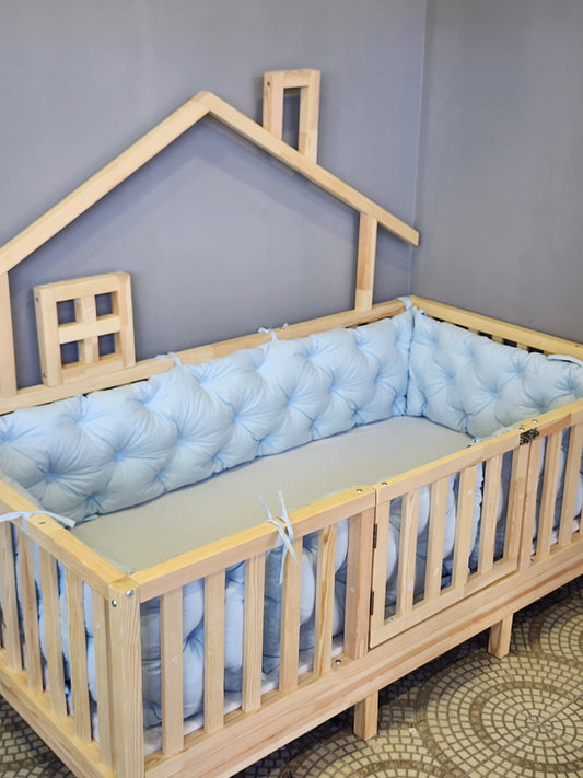 Montessori Yatak & Beşik Kenar Koruma Takımı Bebe Mavi